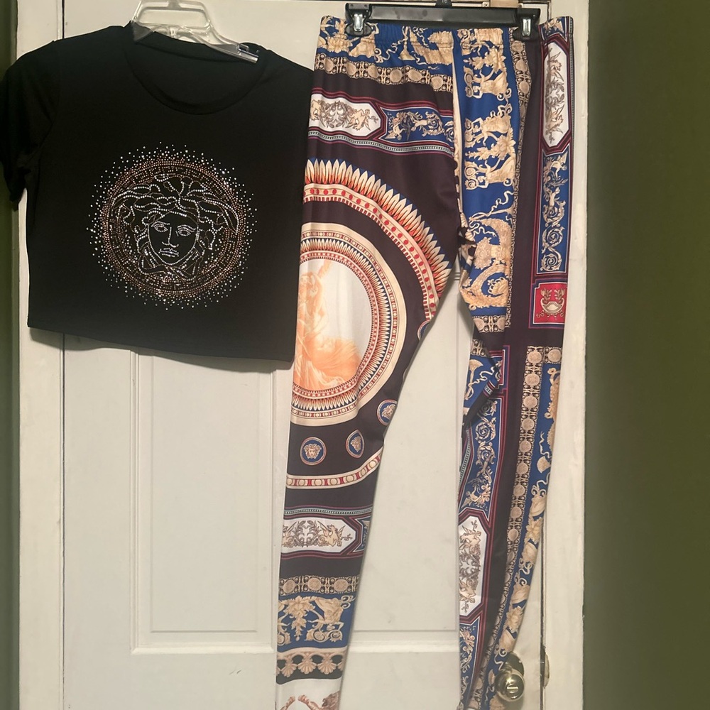 Versace Black and Blue Baroque Jumpsuit